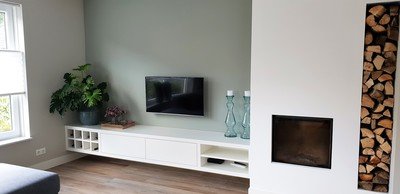 Wandmeubel met haard